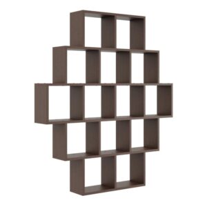 Nowoczesny regał ścienny, wiszący, RIMO, 120x18x136 cm, wenge, mat