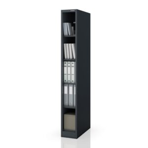 Regał metalowy wąski, archiwizacyjny na dokumenty antracytowy, 250x1850x600 mm: TIM