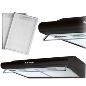 Okap kuchenny podszafkowy, LED, 60 cm, berdsen, BE-10-A, czarny