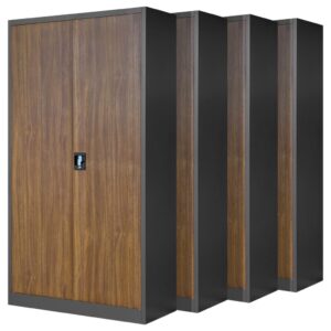 Zestaw 4x szafa biurowa metalowa antracytowa/orzech, 900x1950x400 mm: JAN H Eco Design
