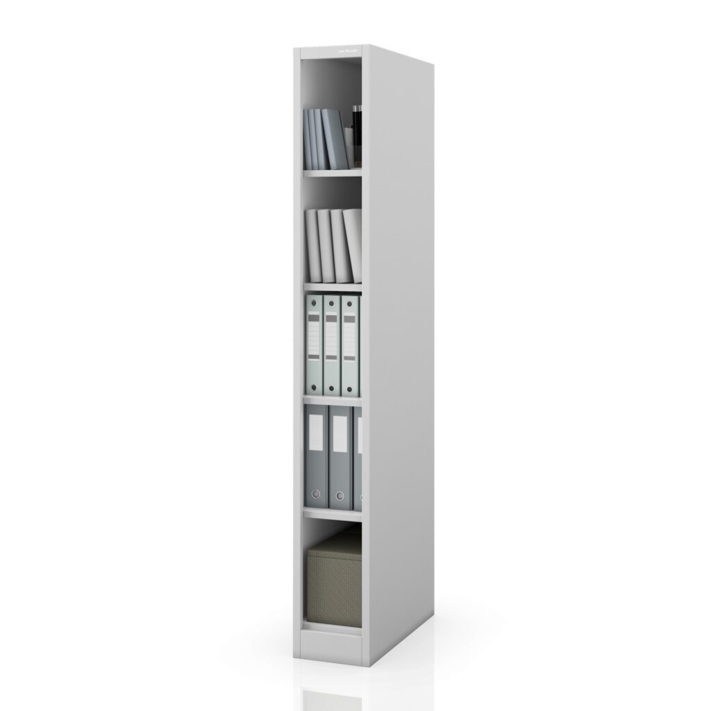 Regał metalowy wąski, archiwizacyjny na dokumenty szary, 250x1850x600 mm: TIM