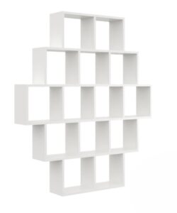 Nowoczesny regał ścienny, wiszący, RIMO, 120x18x136 cm, biały, mat