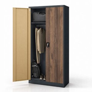 Szafa metalowa wielofunkcyjna antracytowa/orzech, 900x1850x450 mm: DAWID Eco Design