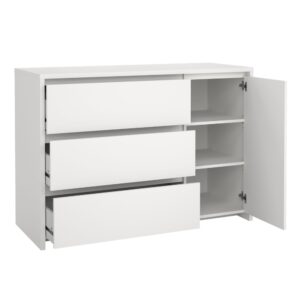 Komoda z szufladami i drzwiami biała mat 119 cm Next