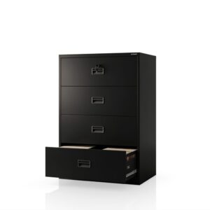 Szafa kartotekowa metalowa z 4 szufladami czarna, 900x1320x600 mm: SARA XL V4
