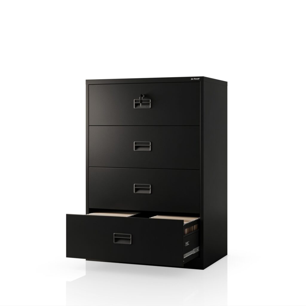 Szafa kartotekowa metalowa z 4 szufladami czarna, 900x1320x600 mm: SARA XL V4