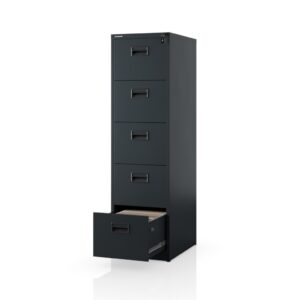 Szafa kartotekowa metalowa z 5 szufladami antracytowa, 460×1625.5×600 mm: SARA V5