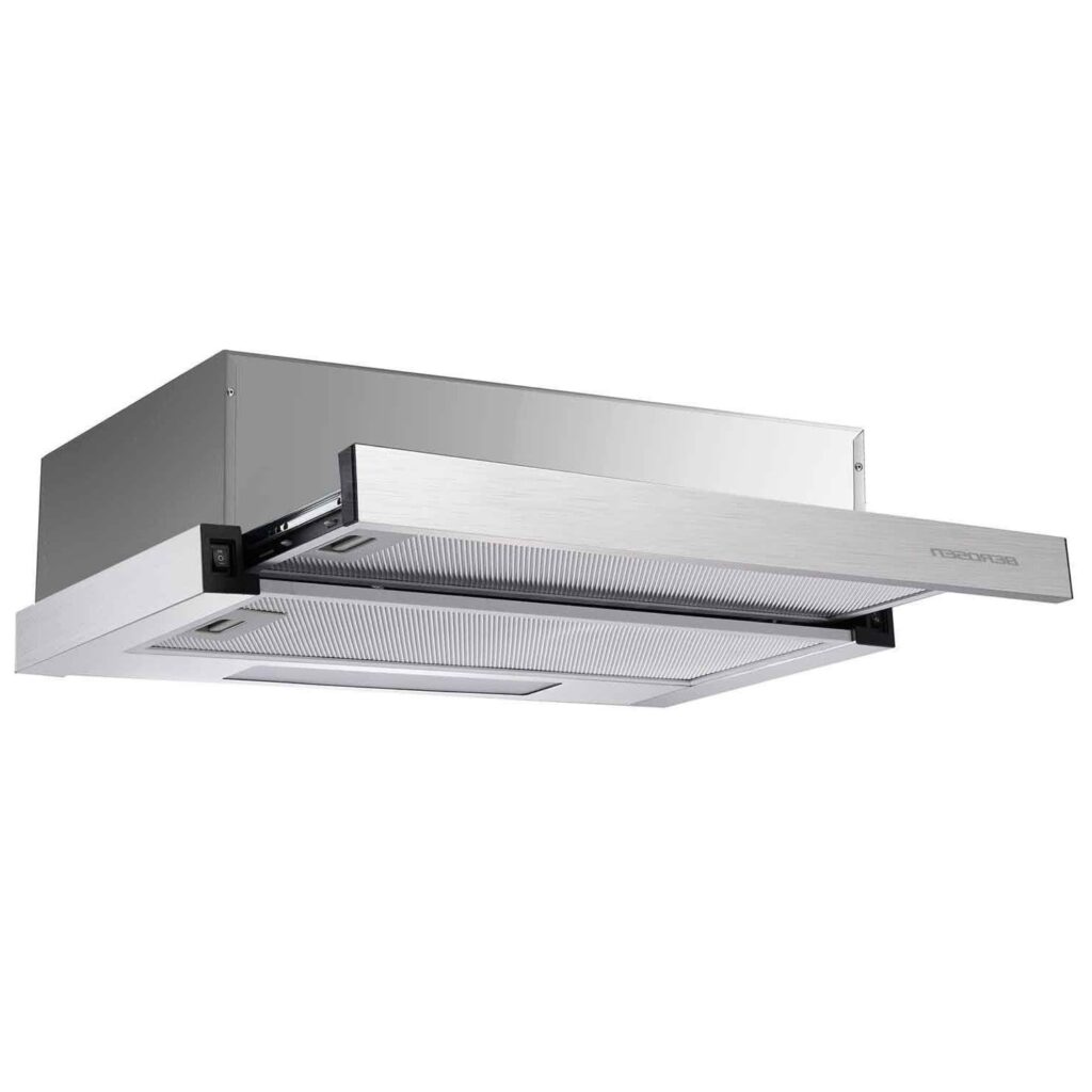 Okap kuchenny, podszafkowy, teleskopowy, berdsen, 60 cm, BT-229, inox, srebrny