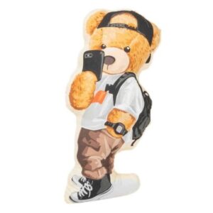 Poduszka bawełniana dla dziecka, Miś Teddy z telefonem, 25×53 cm