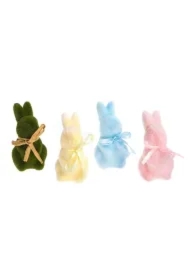 Króliki flokowane pastelowe 10,5cm 4 szt