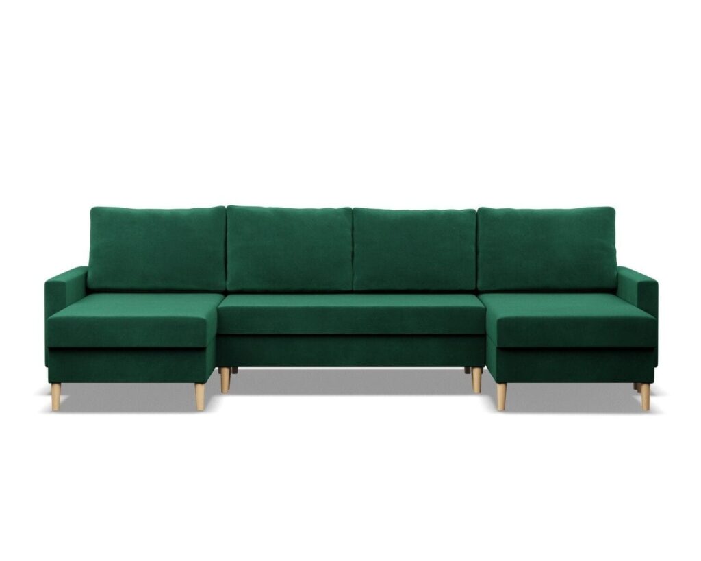 Narożnik w kształcie U, MILO, velvet, 294x140x92 cm, butelkowa zieleń