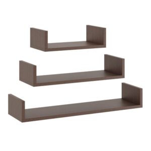 Półki ścienne, wiszące, DAVO, zestaw, 3 szt, wenge, mat