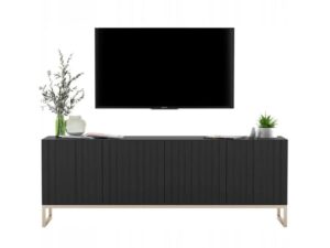 Komoda RTV, szafka stojąca, glamour, GRAVO, 150x37x53 cm, czarny, mat