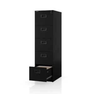 Szafa kartotekowa metalowa z 5 szufladami czarna, 460×1625.5×600 mm: SARA V5