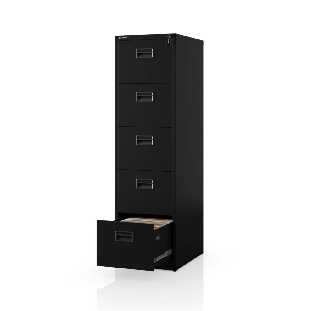 Szafa kartotekowa metalowa z 5 szufladami czarna, 460×1625.5×600 mm: SARA V5