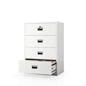 Szafa kartotekowa metalowa z 4 szufladami biała, 900x1320x600 mm: SARA XL V4