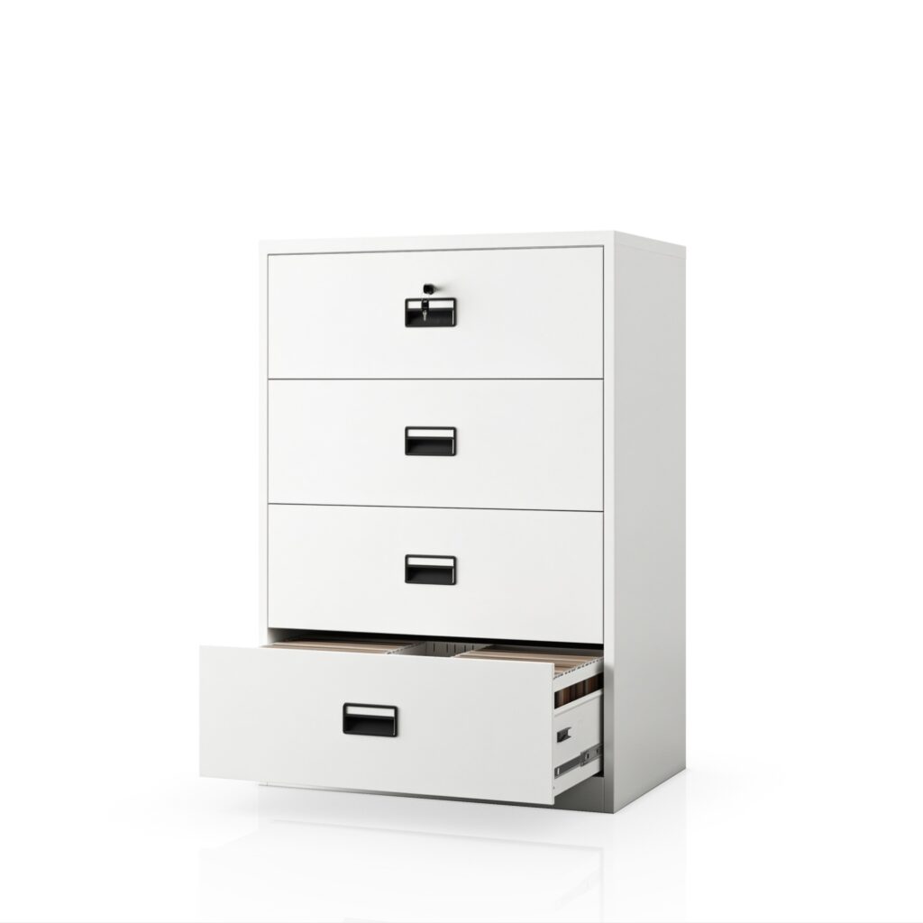 Szafa kartotekowa metalowa z 4 szufladami biała, 900x1320x600 mm: SARA XL V4
