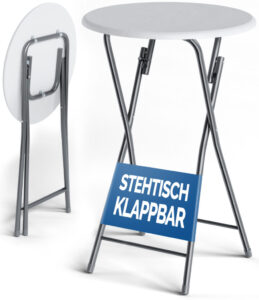 Stolik Barowy Okrągły składany biały ø60cm