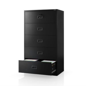 Szafa kartotekowa metalowa z 5 szufladami czarna, 900x1620x600 mm: SARA XL V5