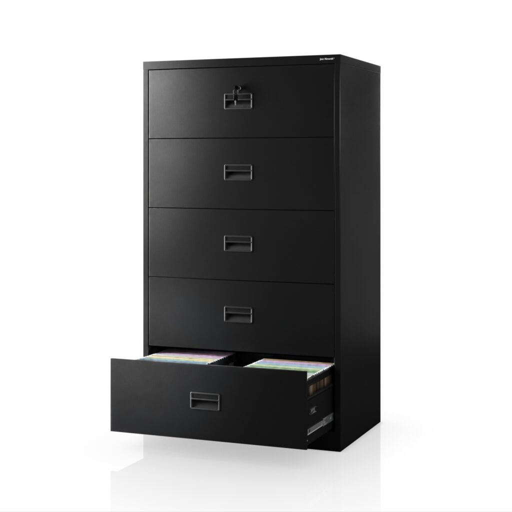 Szafa kartotekowa metalowa z 5 szufladami czarna, 900x1620x600 mm: SARA XL V5