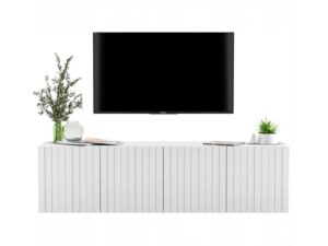 Komoda RTV, szafka wisząca, glamour, GRAVO, 150x37x39 cm, biały, mat