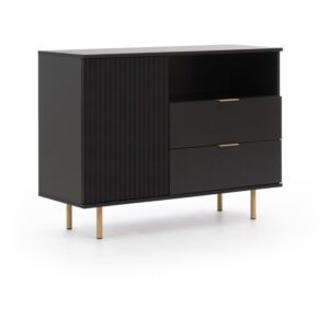 Komoda glamour NOVELLO z dwiema szufladami, Czarny mat