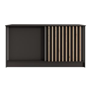 Komoda HORIZON z 2 drzwiami przesuwnymi, Czarny + Dąb Artisan, 160 cm