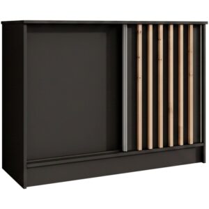 Komoda HORIZON z 2 drzwiami przesuwnymi, Czarny + Dąb Artisan, 100 cm