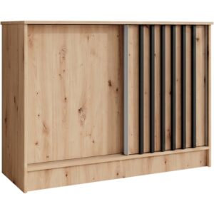 Komoda HORIZON z 2 drzwiami przesuwnymi, Dąb artisan + Czarny, 100 cm
