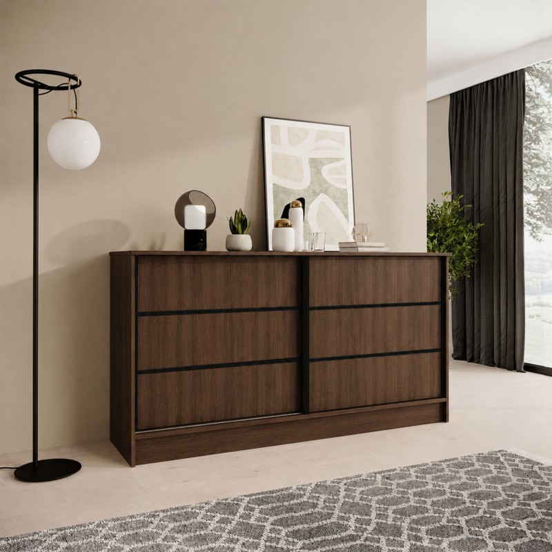 Komoda MIRELA z 2 drzwiami przesuwnymi, 160 cm, Warmia Walnut