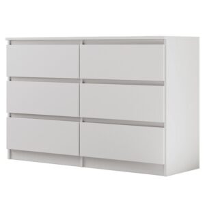 Komoda z 6 szufladami LEMON 120/140 CM, Biały, 120 cm