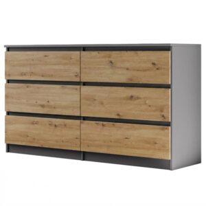 Komoda z 6 szufladami LEMON 120/140 CM, Antracyt + Dąb Artisan, 140 cm