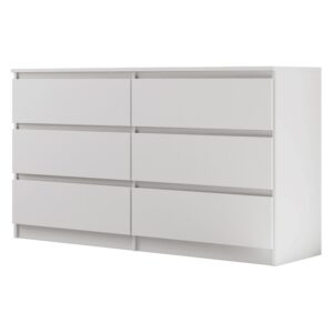 Komoda z 6 szufladami LEMON 120/140 CM, Biały, 140 cm