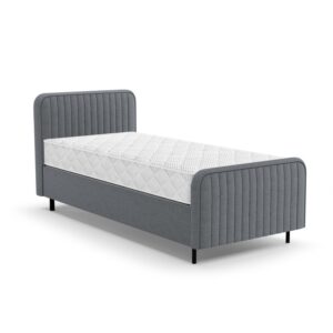 Łóżko tapicerowane LAMI 90×200 z materacem MEDIRO, Materac FORM, Antracyt| Casa 24