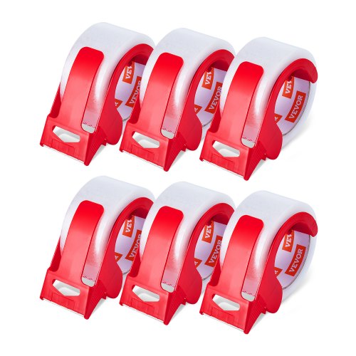 Taśma pakowa przezroczysta VEVOR, rdzeń 76,2 mm, opakowanie 6 szt., 47,8 mm x 59,436 m, taśma pakowa z dozownikiem, 0,068 mm, wytrzymała, idealna do przeprowadzek, przechowywania i pakowania, wysyłki i wysyłki pocztowej