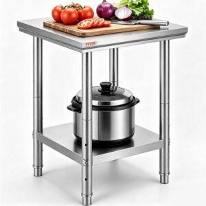VEVOR  Stół roboczy ze stali nierdzewnej 60 cm x 60 cm do przygotowywania posiłków do przygotowywania posiłków, szycia, prania, rękodzieła, garażowania itp.