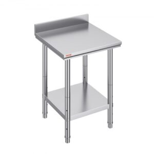 VEVOR   Stół roboczy ze stali nierdzewnej 60 cm x 60 cm do przygotowywania posiłków z backsplash do przygotowywania posiłków, szycia, prania, rękodzieła, garażowania itp.
