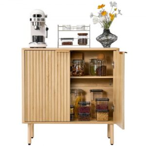 VEVOR Szafka kuchenna z 2 półkami, kredens w stylu średniowiecznym do salonu, przedpokoju, kuchni, szafka do przechowywania 80 x 37,5 x 80 cm Dębowy kredens kuchenny