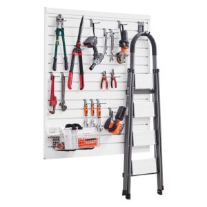 Ściana narzędziowa VEVOR 1230x1235x20 mm, garażowa ściana listwowa z PVC, biały organizer ścienny, 136 kg na panel, panel ścienny z konstrukcją łączącą i możliwością samodzielnego przycięcia, nadaje się do przechowywania i eksponowania