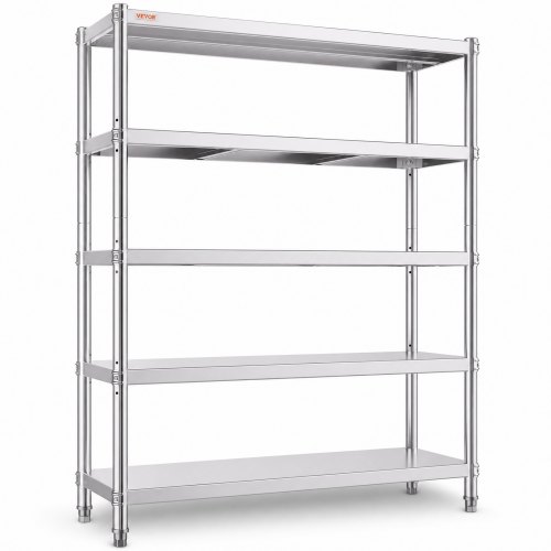 VEVOR 12,2 x 47 x 18,3 cm Półka kuchenna stojąca 6 półek Półka ze stali nierdzewnej Półka gastronomiczna o dużym obciążeniu 150 kg Półka magazynowa