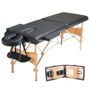 VEVOR przenośny stół do masażu, szerokość 60 cm, 2 składane, lekkie stoły do ​​masażu, 8-poziomowa regulacja wysokości łóżka do masażu, stół spa z zagłówkiem, podłokietnikami, paletą do rąk i torbą transportową, 272 kg