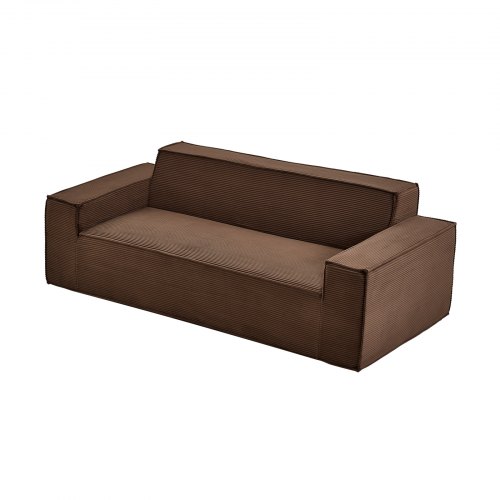 VEVOR nowoczesna sofa z kordu (211 cm) z głębokimi siedziskami, sofa chmurka z szerokimi podłokietnikami, pluszowy fotel wypoczynkowy, fotel relaksacyjny idealny do salonu, sypialni, mieszkania, biura, sofa podłogowa brązowa