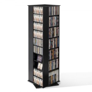 Półka obrotowa VEVOR DVD z 34 przegródkami, regulowana półka na nośniki multimedialne, wolnostojąca, 475 x 475 x 1636 mm, oszczędzająca miejsce półka do przechowywania płyt CD, DVD, książek, gier, do salonu, biura domowego, w kolorze czarnym