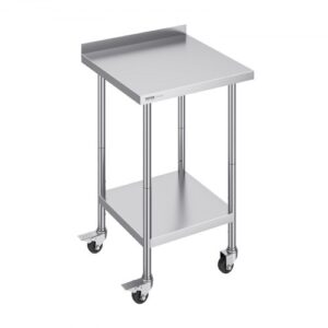 VEVOR Stół roboczy ze stali nierdzewnej, komercyjny stół roboczy do przygotowywania żywności z kółkami, stół roboczy do przygotowywania potraw, stół roboczy z regulacją wysokości do restauracji 610 x 610 x 1005,6 mm