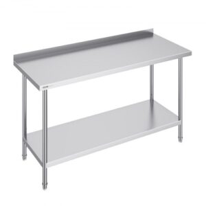 VEVOR Stół roboczy ze stali nierdzewnej, komercyjny stół roboczy do przygotowywania żywności, 610 x 1524 x 914 mm, wytrzymały metalowy stół roboczy z regulowaną wysokością do restauracji, domu i hotelu