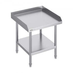 VEVOR Stół roboczy ze stali nierdzewnej, komercyjny stół roboczy do przygotowywania żywności, 3-stronny panel ochronny, stół kuchenny 610 x 610 x 660 mm, stół roboczy o regulowanej wysokości do hotelu
