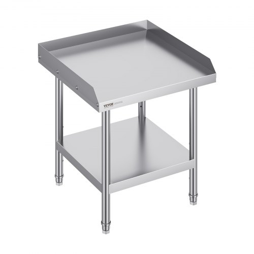 VEVOR Stół roboczy ze stali nierdzewnej, komercyjny stół roboczy do przygotowywania żywności, 3-stronny panel ochronny, stół kuchenny 610 x 610 x 660 mm, stół roboczy o regulowanej wysokości do hotelu