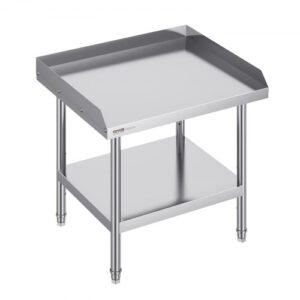 VEVOR Stół roboczy ze stali nierdzewnej, komercyjny stół roboczy do przygotowywania żywności, 610 x 711 x 660 mm, 3-stronna osłona przeciwbryzgowa, wytrzymały stół roboczy z regulowaną wysokością