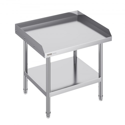 VEVOR Stół roboczy ze stali nierdzewnej, komercyjny stół roboczy do przygotowywania żywności, 610 x 711 x 660 mm, 3-stronna osłona przeciwbryzgowa, wytrzymały stół roboczy z regulowaną wysokością