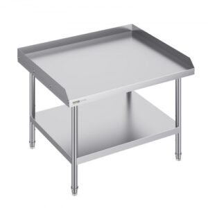 VEVOR Stół roboczy ze stali nierdzewnej, komercyjny stół roboczy do przygotowywania żywności, 3-stronny panel ochronny, regulowany stół roboczy do restauracji, domu i hoteli, 762 x 914 x 660 mm